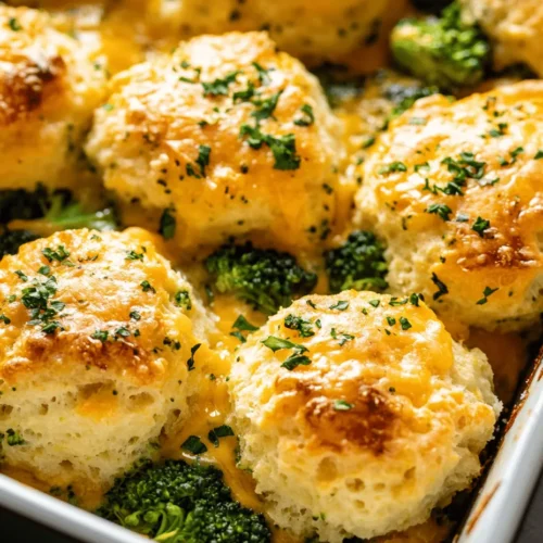 If you’re looking for a meal that embraces comfort food while sneaking in a healthy dose of vegetables, then the Savory Biscuit Broccoli Cheddar Casserole is the perfect dish for you. This casserole is a delightful fusion of tender broccoli florets and creamy sharp cheddar cheese, all enveloped in the flaky goodness of buttery biscuit dough. It’s a warm, hearty dish that not only satisfies hunger but also brings a touch of nostalgia, reminiscent of family gatherings and cozy dinners.