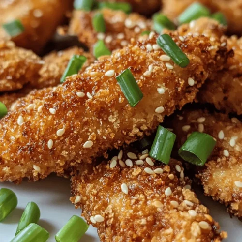 Crunchy Sesame Chicken Delight is a dish that perfectly embodies the magic of culinary fusion, bringing together the rich, savory flavors of Asian cuisine with the irresistible crunch of perfectly fried chicken. This recipe is not only a feast for the taste buds but also a visual delight, showcasing the vibrant colors and textures that make it appealing to both the eyes and the palate. With its golden-brown crust, complemented by a sweet and tangy sauce, Crunchy Sesame Chicken is a dish that can elevate any meal, whether it's a casual weeknight dinner or a special occasion.