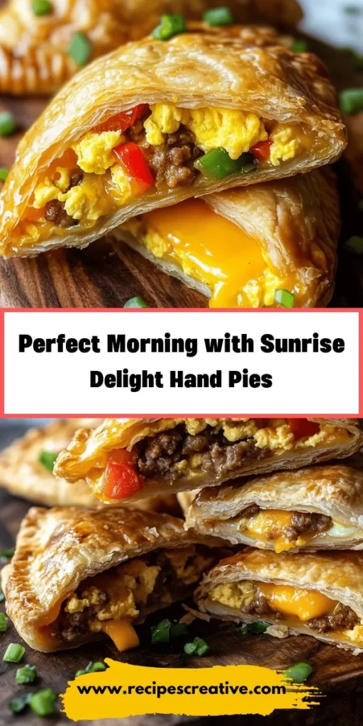 Start your day right with Sunrise Delight Hand Pies—an easy, nutritious breakfast option perfect for busy mornings or cozy brunches! These flaky pastries are filled with scrambled eggs, vibrant veggies, and melted cheese, offering a delicious burst of flavor in every bite. Learn how to make these versatile hand pies that can be customized to your taste. Ideal for on-the-go meals, gatherings, or a comforting snack! #HandPies #BreakfastIdeas #HealthyEating #CookingFromScratch #MealPrep