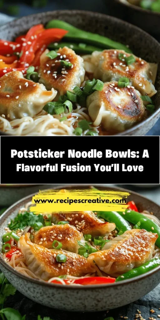 Savor the delicious fusion of flavors with Potsticker Noodle Bowls. This comforting dish combines crispy potstickers, tender rice noodles, and vibrant vegetables for a satisfying meal. Perfect for family dinners or cozy nights in, these bowls are easy to customize based on your preferences, adding personal touches to each creation. Discover the step-by-step preparation and nutritional benefits that make this dish a must-try! #PotstickerNoodleBowls #DeliciousRecipes #AsianCuisine #ComfortFood #MealPrepIdeas #FoodieFavorites