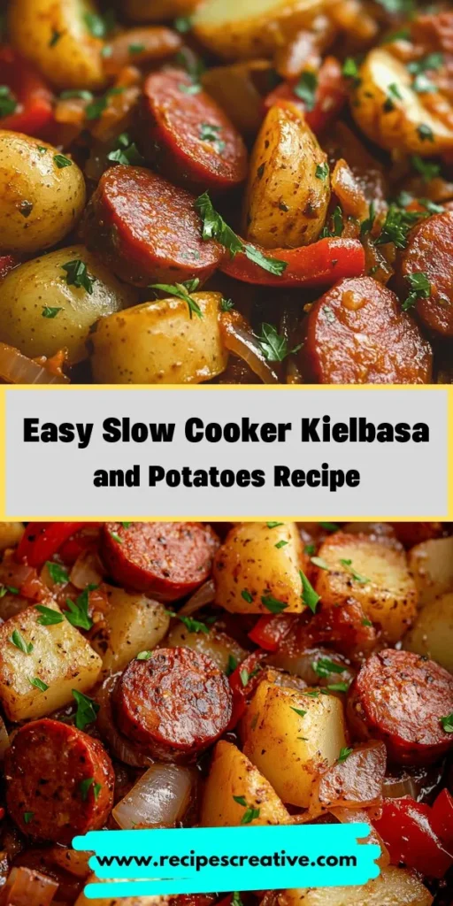 Discover the ultimate comfort food with this Savory Slow Cooker Kielbasa and Potatoes recipe! Perfect for busy weeknights or gatherings, this dish combines kielbasa, Yukon gold potatoes, and vibrant vegetables for a deliciously hearty meal. With minimal effort, enjoy rich flavors that meld beautifully over hours of slow cooking. It's easy, satisfying, and perfect for everyone. Try it out today! #SlowCooker #Kielbasa #ComfortFood #EasyRecipes #FamilyMeals #Potatoes #Yummy