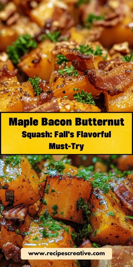 Warm up your fall with the delicious Maple Bacon Butternut Squash Delight! This comforting dish combines the sweet earthiness of butternut squash with crispy bacon and rich maple syrup, creating a unique blend of flavors perfect for any autumn gathering. Packed with nutrients and a feast for the eyes, this recipe is a must-try this season. Elevate your holiday menu and impress your loved ones! #FallRecipes #ButternutSquash #MapleBacon #ComfortFood #ThanksgivingDelight