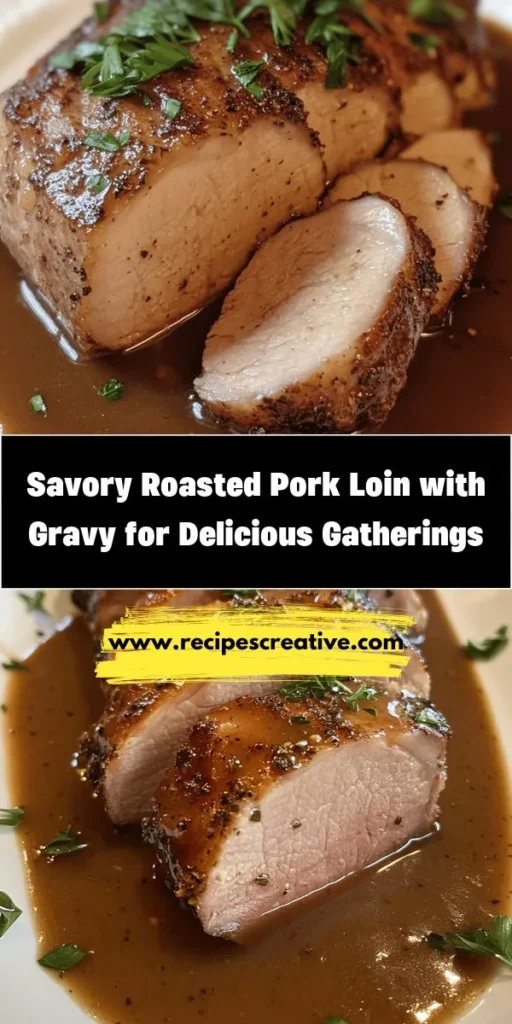 Discover the mouthwatering experience of Savory Roasted Pork Loin with Rich Gravy! This recipe features tender, juicy pork loin enveloped in a luxurious gravy made from fresh herbs, quality ingredients, and savory drippings. Perfect for family gatherings or special occasions, it's sure to impress your guests. Learn the key preparation steps, ideal pairings, and serving suggestions to make your meal unforgettable. Try it today! #PorkLoin #ComfortFood #DinnerIdeas #HomeCooking #RecipeInspiration