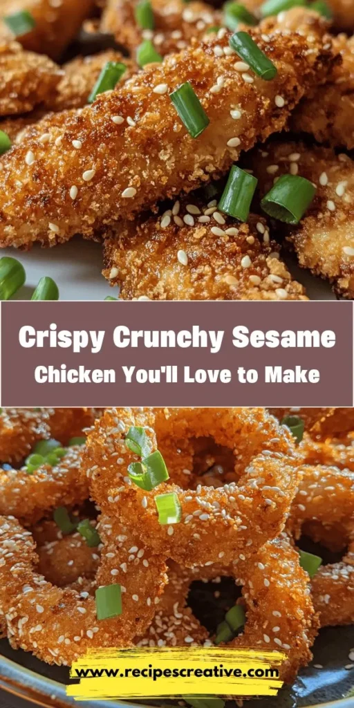 Dive into the flavor-packed world of Crunchy Sesame Chicken Delight! This fusion dish perfectly balances crispy fried chicken with a sweet and tangy sesame sauce. Using tender chicken thighs, cornstarch for crunch, and panko breadcrumbs ensures every bite is satisfying. Serve it over rice or alongside fresh vegetables for a complete meal. Elevate your dining experience with this delicious recipe that’s perfect for any occasion! #SesameChicken #CulinaryFusion #RecipeIdeas #FoodieFavorites #DinnerInspiration