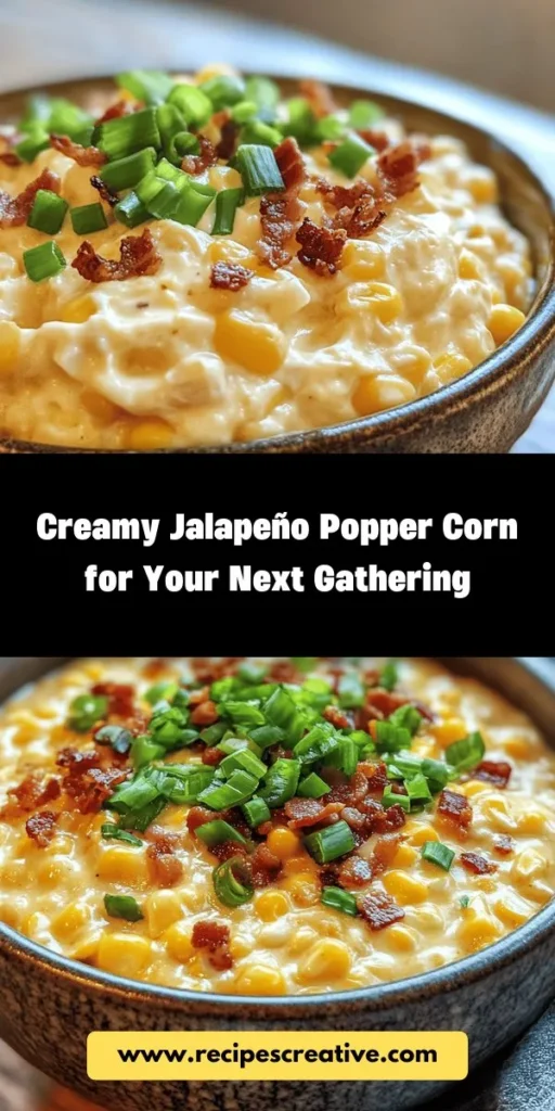 Discover the ultimate comfort food with Creamy Slow Cooker Jalapeño Popper Corn! This easy, flavorful dish combines the classic taste of jalapeño poppers with tender corn and a rich, creamy texture. Perfect for gatherings, movie nights, or cozy family dinners, it’s a crowd-pleaser that offers just the right amount of heat. Don't miss out on this delicious recipe that’s simple to prepare and full of flavor! #SlowCooker #JalapenoPopper #ComfortFood #Recipe #EasyCooking #CornDish #PartyFood #Yummy