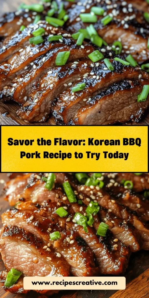 Embark on a culinary adventure with this Flavorful Korean BBQ Pork recipe! Experience the delicious balance of savory, spicy, and sweet flavors that define Korean BBQ. Perfect for family gatherings or cozy dinners, this dish features tender, marinated pork that’s grilled to perfection. Learn about essential ingredients, cultural significance, and creative serving ideas to elevate your meal. Share the joy of Korean cuisine with friends and family! #KoreanBBQ #KoreanCuisine #BBQPork #FlavorfulRecipes #CookingAtHome #Foodie #DinnerIdeas