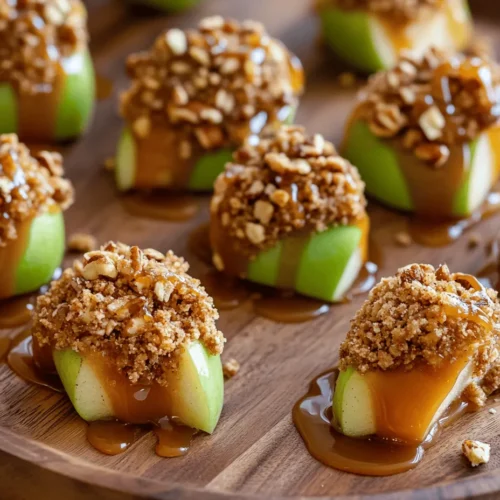 Discover the perfect blend of sweetness and crunch with our Crispy Caramel-Apple Bites. This delightful recipe transforms ordinary apples into a gourmet treat, ideal for snacking or as a delectable dessert. Imagine biting into a crisp apple wedge coated in a luscious caramel-like glaze that crackles with every munch. It’s a snack that balances the tartness of the apple with the rich sweetness of brown sugar and cinnamon, creating a mouthwatering experience that will leave your taste buds dancing.