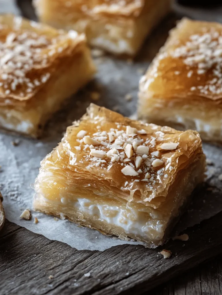 Galaktoboureko, a traditional Greek dessert, is a sweet, creamy delight that has captured the hearts of many around the world. This rich pastry consists of a velvety custard encased in layers of flaky phyllo dough, all generously soaked in a fragrant syrup. Its alluring texture and delicate flavor make it a popular choice during festivals, family gatherings, and special occasions in Greek culture. As you delve into the world of Greek desserts, Galaktoboureko stands out not just for its taste but also for the deep-rooted traditions it carries, making it a centerpiece in celebrations and a symbol of hospitality.