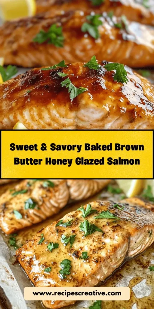 Discover the mouthwatering flavor of Baked Brown Butter Honey Glazed Salmon! This easy-to-make dish combines nutty brown butter and sweet honey for a glaze that enhances the salmon's natural richness. Perfect for dinner parties or weeknight meals, it's a healthy choice packed with omega-3s and protein. Enjoy this elegant recipe with roasted veggies or a fresh salad for a balanced meal. Elevate your dining experience tonight! #SalmonRecipe #HealthyEating #DinnerInspiration #SeafoodLovers #EasyRecipes