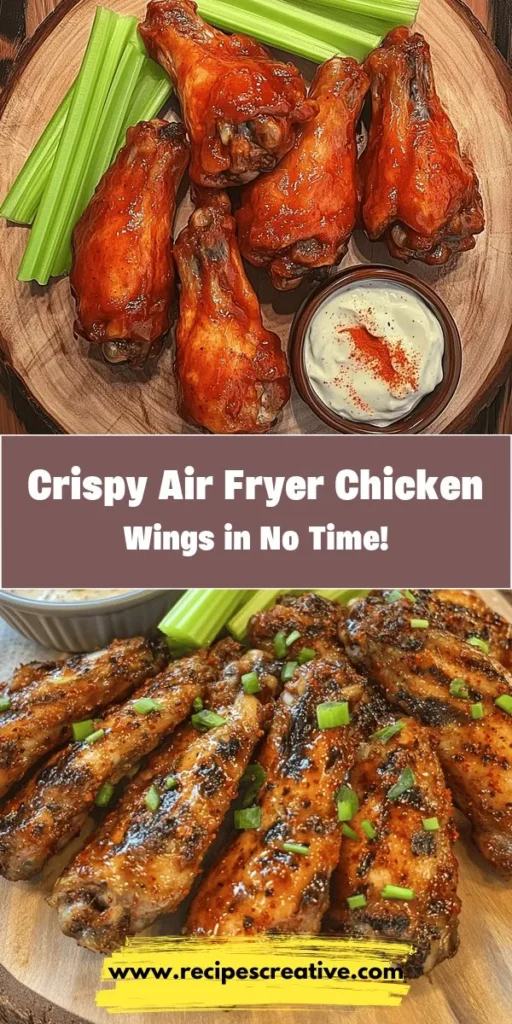 Discover the ultimate guide to making crispy air fryer frozen chicken wings! Perfect for game day or family dinners, these wings are easy to prepare and healthier than traditional frying methods. With a simple seasoning blend and customization options, you'll impress your guests with deliciously crispy wings straight from frozen. Enjoy less oil, fewer calories, and more flavor in every bite! Dive into this guide for tips, tricks, and mouthwatering sauce ideas! #AirFryerRecipes #ChickenWings #HealthyEating #SnackTime #CookingTips