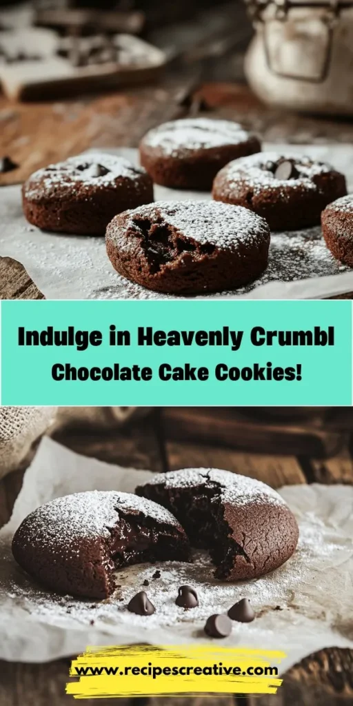 Indulge in the ultimate treat with Heavenly Crumbl Chocolate Cake Cookies! These soft, cake-like cookies combine rich chocolate flavor with a delightful texture, making them a perfect dessert for any occasion. Bake a batch to share with friends and family and create sweet memories together. With easy-to-follow steps, you’ll master this delicious recipe in no time. Enjoy them plain or dress them up for a special touch! #ChocolateCookies #BakingJoy #DessertDelight #CrumbleCookies #HomemadeGoodness #SweetTreats