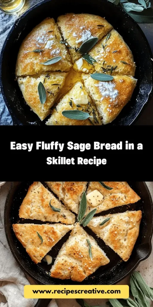 Discover the deliciousness of Fluffy Skillet Sage Bread! This quick and easy skillet recipe combines aromatic sage with a soft, airy texture, making it the perfect side for soups and stews or a tasty snack on its own. No lengthy rising times required—just a short cook in a skillet for full flavor and that crispy crust we all love. Ideal for busy weeknights or weekend brunches, it's a must-try! #SkilletBread #SageBread #Baking #EasyRecipes #HomemadeBread