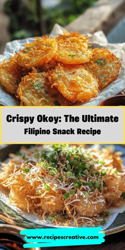 Discover the joy of Filipino cooking with our best crispy Okoy recipe! This delicious fritter, made with shrimp and crunchy vegetables, offers a perfect combination of savory flavors and crispy textures. Perfect for snacks or gatherings, Okoy brings family and friends together. Enjoy our step-by-step guide and tips for achieving that golden crunch. Try it today and savor a taste of the Philippines at home! #Okoy #FilipinoFood #CrispyFritters #ShrimpRecipe #SnackTime #CookingAtHome #Foodie