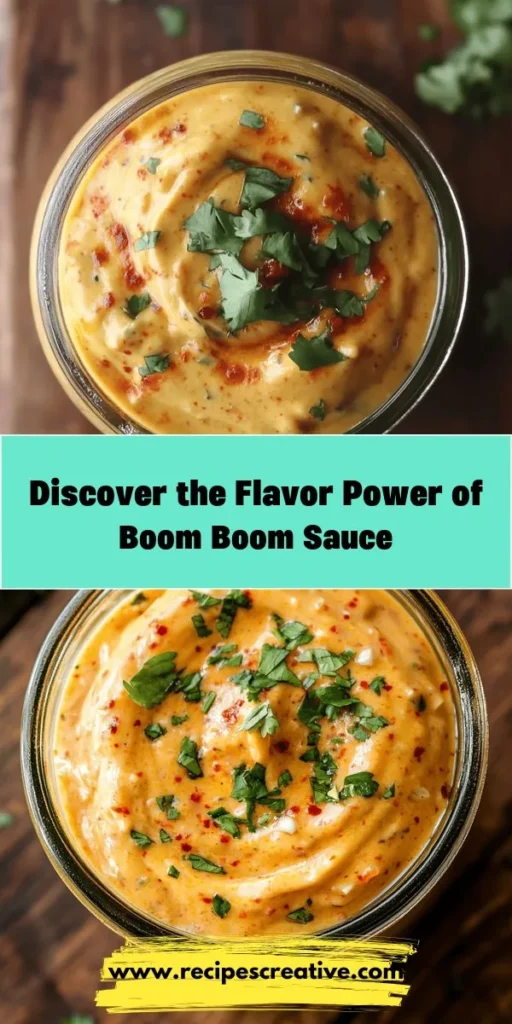 Discover the delicious world of Boom Boom Sauce, the creamy, spicy condiment transforming dishes from ordinary to extraordinary! Perfect as a dip, spread, or marinade, this versatile sauce blends sweet and spicy flavors with a creamy base. Learn how to make it at home with simple ingredients and unleash a flavor explosion in your meals. Elevate your culinary creations and impress your guests! #BoomBoomSauce #FlavorExplosion #HomemadeSauce #Cooking #Foodie #DeliciousDips #CulinaryCreations #SpicyRecipes