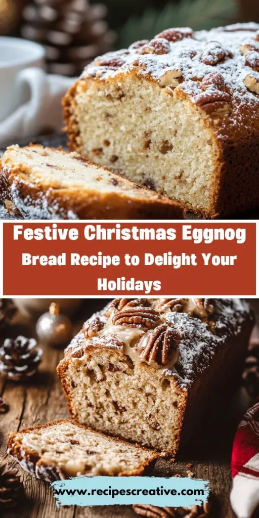 Bring the joy of the holidays into your kitchen with Christmas Eggnog Bread! This soft, moist treat combines the iconic flavors of eggnog with rich spices, making it perfect for breakfast or as a festive dessert. Easy to make and simply delicious, it's a wonderful way to share love with family and friends. Baking this bread adds warmth to your home, filling it with delightful aromas that evoke holiday memories. Try this seasonal favorite today! #ChristmasBaking #EggnogBread #HolidayRecipes #BakingJoy #FestiveTreats