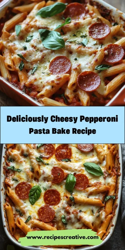 Indulge in the heartwarming flavors of Pepperoni Pasta Bake, where pizza meets pasta in a cozy dish perfect for any occasion. With layers of tender pasta, rich sauce, pepperoni, and gooey cheese, this meal is quick to prepare and sure to please family and friends. Discover how to elevate your comfort food game with simple ingredients and customizable options. It's the ultimate dish for weeknight dinners or potlucks! #PepperoniPasta #ComfortFood #EasyRecipes #PastaBake #FamilyFavorites #YummyFood