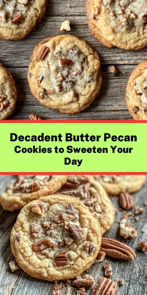 Discover the joy of homemade baking with these Nutty Indulgence Butter Pecan Cookies! Their rich buttery flavor combined with crunchy pecans creates a delightful treat perfect for any occasion. Whether you're enjoying them with coffee or sharing at a gathering, these cookies evoke sweet memories and warmth. Follow our easy recipe for a cookie experience that’s both comforting and delicious. Bake, share, and enjoy! #ButterPecanCookies #HomemadeCookies #BakingJoy #CookieRecipes #NuttyIndulgence