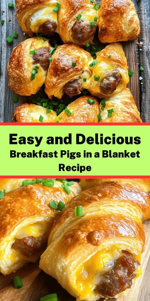 Start your mornings with a tasty twist on a classic favorite! Breakfast pigs in a blanket combine savory breakfast sausage wrapped in flaky crescent roll dough for a quick and satisfying treat. Perfect for busy days or brunch with friends, these delights are easy to customize to suit everyone's taste. Bake until golden brown and serve with your favorite dipping sauces for a breakfast that will leave everyone coming back for more! #BreakfastIdeas #PigsInABlanket #BrunchRecipes #EasyBreakfast