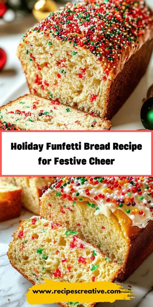 Bring joy to your holiday table with Merry Funfetti Christmas Bread! This easy-to-make, colorful treat is perfect for breakfasts, desserts, or sweet snacks. With a soft texture and bursts of sweetness from sprinkles, it’s sure to be a crowd-pleaser. Discover step-by-step instructions and tips to make this festive delight a new holiday tradition. Bake, enjoy, and spread holiday cheer! #FunfettiBread #HolidayBaking #ChristmasTreats #FestiveRecipes #BakingJoy