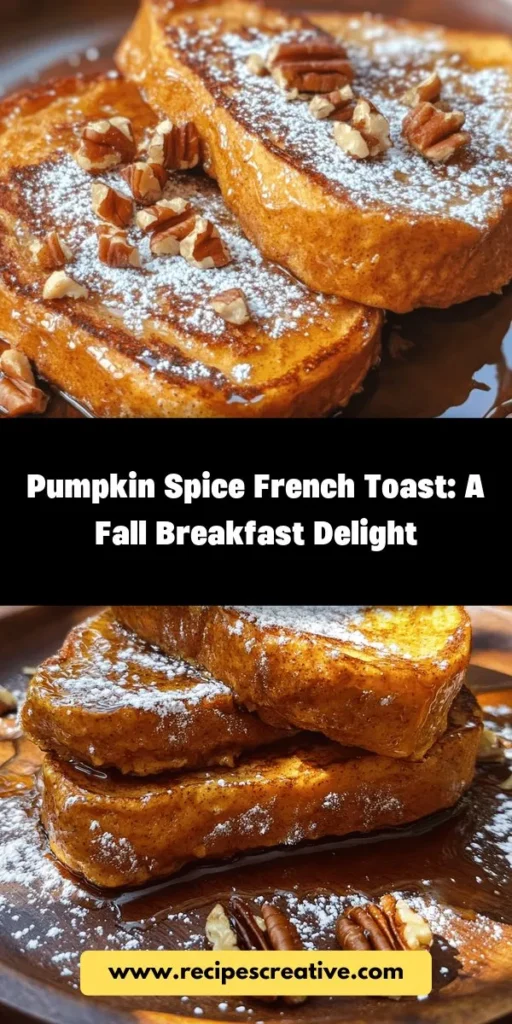 Welcome autumn with the delightful Pumpkin Spice French Toast, a perfect breakfast that captures the cozy essence of the season! This recipe combines thick slices of fluffy bread with rich pumpkin and warm spices, creating an unforgettable fall dish. Ideal for brunch or a comforting morning treat, it's sure to impress family and friends. Embrace the flavors of fall and enjoy a cozy start to your day! #PumpkinSpice #FrenchToast #AutumnRecipes #CozyBreakfast #FallFlavors