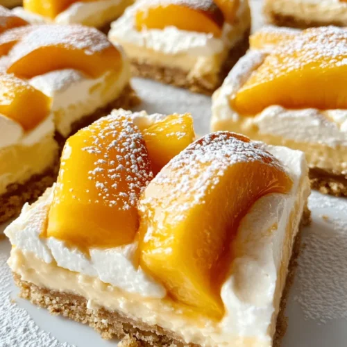 Cheesecake bars are a delightful twist on the classic cheesecake that combines the rich, creamy texture of cheesecake with the convenience of handheld bars. This dessert category has gained popularity for its ease of preparation and serving, making it an ideal choice for gatherings, potlucks, or simply a sweet treat at home. Among the myriad of flavors available, Sweet Peachy Dreams Cheesecake Bars stand out, especially during the summer months when fresh peaches are in season. These bars bring together the creamy goodness of cheesecake with the natural sweetness and juiciness of ripe peaches, creating a dessert that is both refreshing and indulgent.