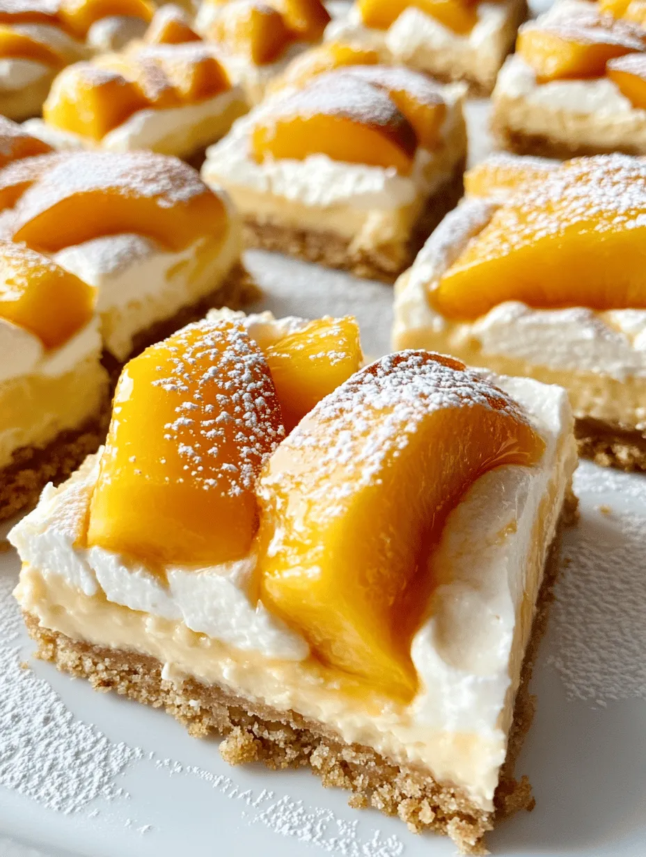 Cheesecake bars are a delightful twist on the classic cheesecake that combines the rich, creamy texture of cheesecake with the convenience of handheld bars. This dessert category has gained popularity for its ease of preparation and serving, making it an ideal choice for gatherings, potlucks, or simply a sweet treat at home. Among the myriad of flavors available, Sweet Peachy Dreams Cheesecake Bars stand out, especially during the summer months when fresh peaches are in season. These bars bring together the creamy goodness of cheesecake with the natural sweetness and juiciness of ripe peaches, creating a dessert that is both refreshing and indulgent.