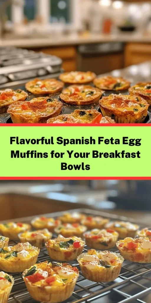 Start your day on a flavorful note with Spanish Feta Egg Muffins! Packed with protein, veggies, and vibrant Mediterranean flavors, these muffins are perfect for breakfast, brunch, or a nutritious snack. They're easy to prepare and customizable to fit your tastes. Enjoy them warm or save for later, making busy mornings hassle-free. Dive into this delicious recipe and bring the joy of cooking with fresh ingredients to your kitchen! #BreakfastIdeas #HealthyEating #SpanishCuisine #MealPrep #MuffinRecipes #FetaCheese #EggMuffins #HealthySnacks