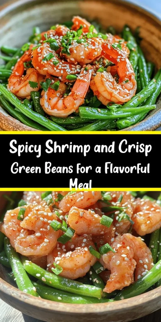 Indulge in a culinary adventure with Spicy Shrimp Delight and Crisp Green Beans! This quick and flavorful dish combines succulent shrimp marinated in a zesty blend of soy sauce and sriracha, paired perfectly with vibrant, crunchy green beans. Ready in just 30 minutes, it’s ideal for busy nights or impressing guests. Dive into the nutritional benefits and cooking tips to elevate your dinner experience. Get the recipe now! #SpicyShrimp #HealthyEating #QuickRecipes #SeafoodLovers #FoodieDelight #WeeknightDinner #Yummy