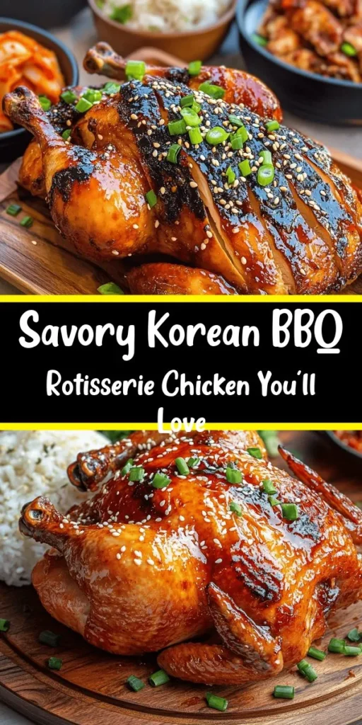 Discover the incredible flavors of Korean BBQ with this easy rotisserie chicken recipe! Perfectly marinated for tender and juicy meat, this dish captures the heart of Korean cuisine. Combining savory soy sauce, spicy gochujang, and aromatic garlic, every bite bursts with flavor. Ideal for family dinners or gatherings, impress your guests with this stunning and delicious meal! Try it out today! #KoreanBBQ #RotisserieChicken #CookingAtHome #DeliciousRecipes #Foodie