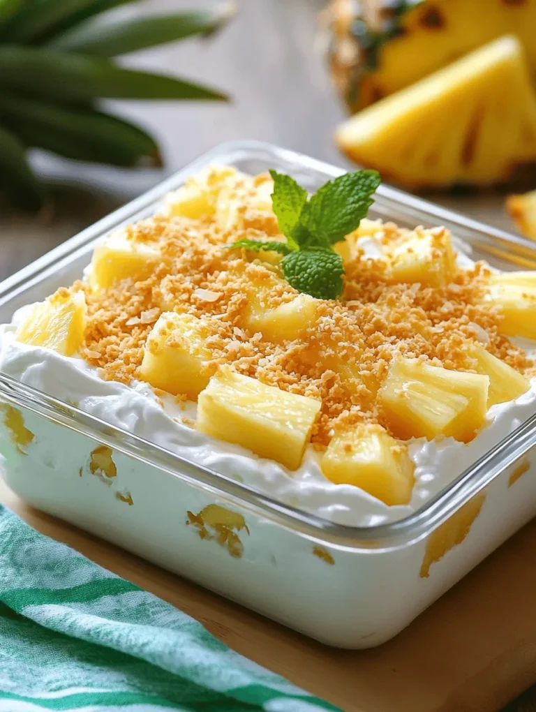 Imagine diving into a light and fluffy dessert that transports you straight to a tropical beach, where the sun kisses your skin and the sound of waves soothes your soul. The No Bake Pineapple Cream Dessert is just that—a delightful concoction that beautifully balances the sweetness of ripe pineapple with a creamy, velvety texture. This dessert is not only visually appealing but also incredibly refreshing, making it an ideal treat for warm weather gatherings or casual weeknight indulgences.