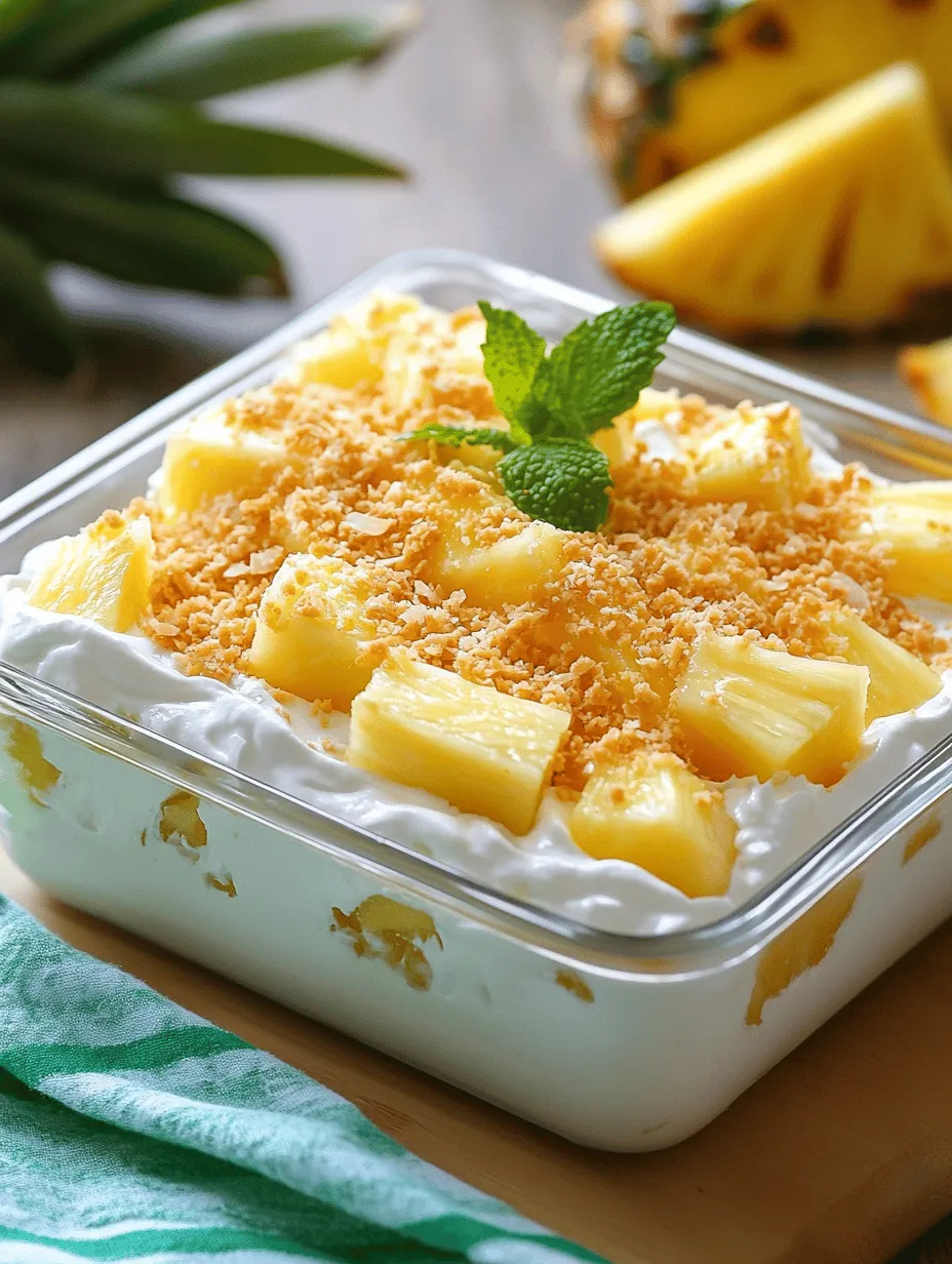 Imagine diving into a light and fluffy dessert that transports you straight to a tropical beach, where the sun kisses your skin and the sound of waves soothes your soul. The No Bake Pineapple Cream Dessert is just that—a delightful concoction that beautifully balances the sweetness of ripe pineapple with a creamy, velvety texture. This dessert is not only visually appealing but also incredibly refreshing, making it an ideal treat for warm weather gatherings or casual weeknight indulgences.