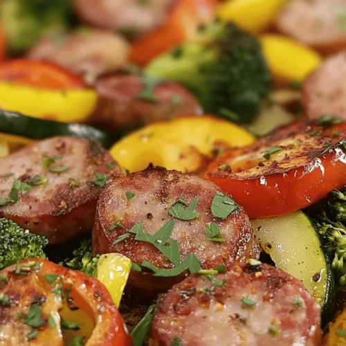 Discover the joy of effortless cooking with our Sizzling Sheet Pan Sausage & Veggie Fiesta. This vibrant dish combines savory smoked sausage with a colorful medley of fresh vegetables, making it a perfect choice for a quick weeknight dinner or a lively weekend gathering. Not only is it easy to prepare, but it also offers a nutritious balance of protein and veggies, all roasted to perfection on a single sheet pan. As the aroma fills your kitchen, you’ll be enticed by the blend of flavors that are sure to delight your family and friends.