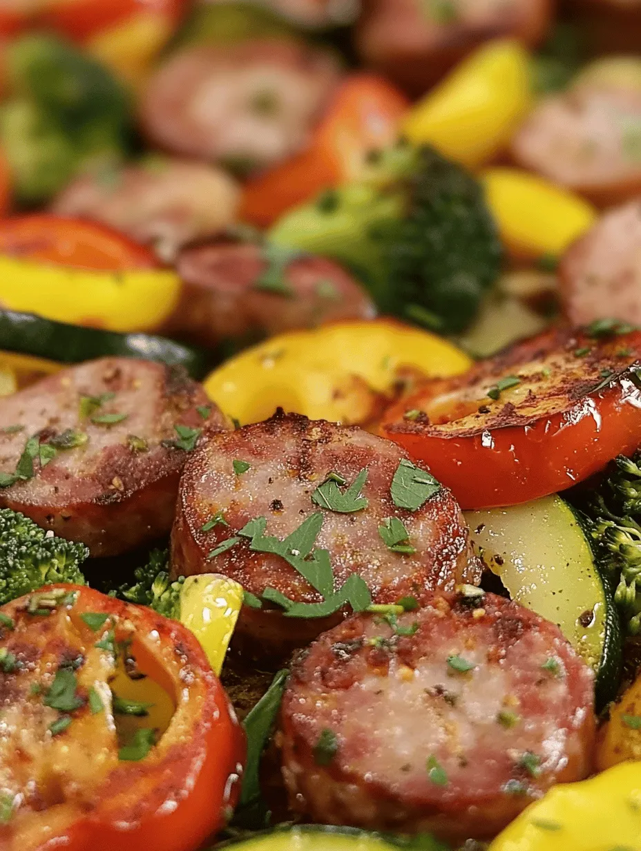 Discover the joy of effortless cooking with our Sizzling Sheet Pan Sausage & Veggie Fiesta. This vibrant dish combines savory smoked sausage with a colorful medley of fresh vegetables, making it a perfect choice for a quick weeknight dinner or a lively weekend gathering. Not only is it easy to prepare, but it also offers a nutritious balance of protein and veggies, all roasted to perfection on a single sheet pan. As the aroma fills your kitchen, you’ll be enticed by the blend of flavors that are sure to delight your family and friends.