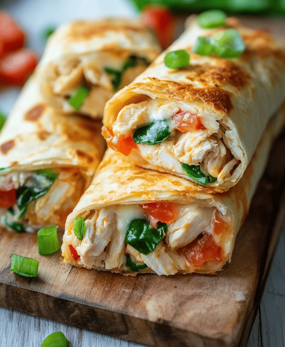 In today’s fast-paced world, wraps have emerged as a beloved staple in modern cuisine. They offer a convenient way to enjoy a variety of flavors and ingredients, making them a go-to choice for busy families and individuals alike. Among the numerous wrap options available, Cheesy Garlic Chicken Wraps stand out as a particularly mouthwatering and satisfying choice. This recipe combines the comforting creaminess of mozzarella and cream cheese with the robust flavor of garlic, all enveloped in a soft tortilla. Not only are these wraps delicious, but they also pack a nutritional punch with the inclusion of fresh spinach and juicy tomatoes.