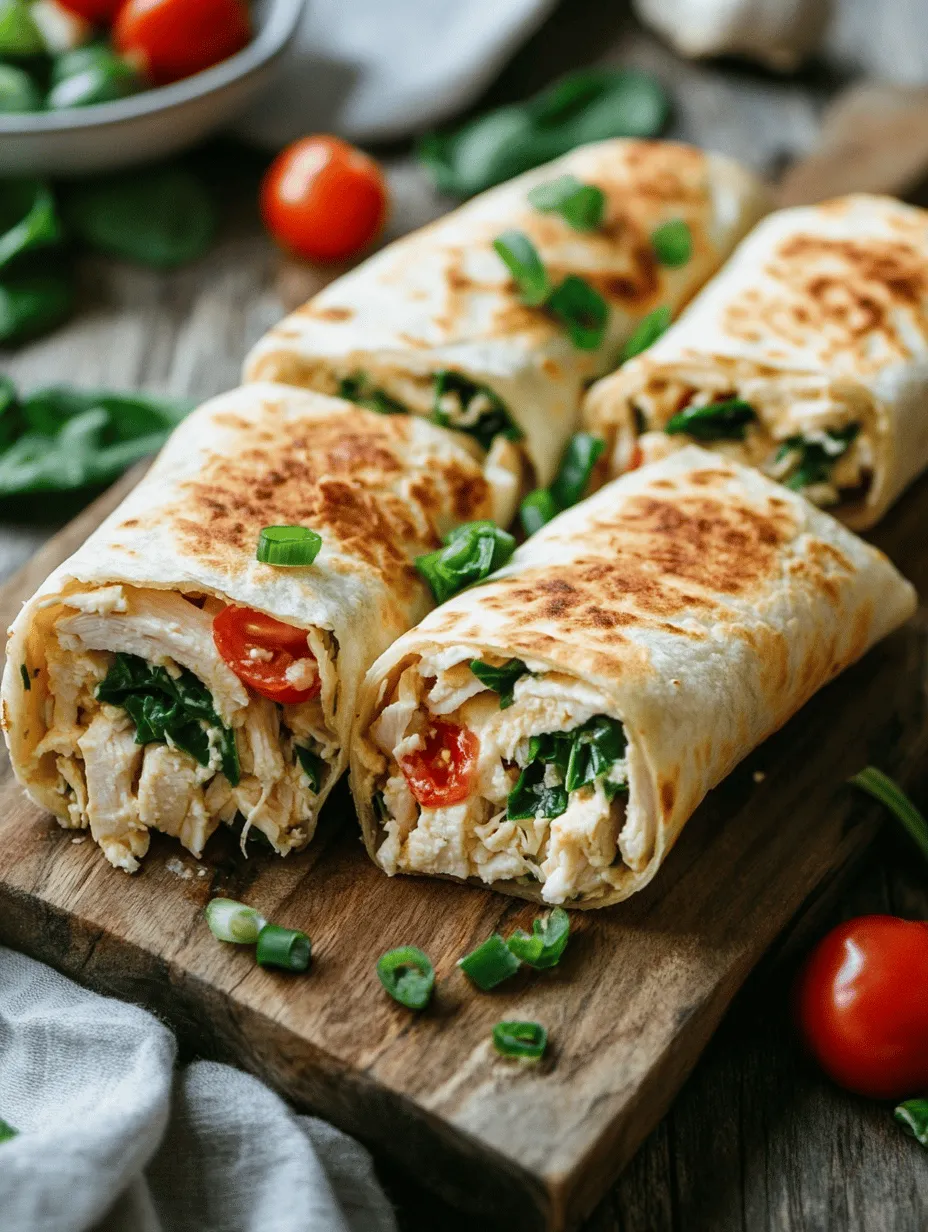 In today’s fast-paced world, wraps have emerged as a beloved staple in modern cuisine. They offer a convenient way to enjoy a variety of flavors and ingredients, making them a go-to choice for busy families and individuals alike. Among the numerous wrap options available, Cheesy Garlic Chicken Wraps stand out as a particularly mouthwatering and satisfying choice. This recipe combines the comforting creaminess of mozzarella and cream cheese with the robust flavor of garlic, all enveloped in a soft tortilla. Not only are these wraps delicious, but they also pack a nutritional punch with the inclusion of fresh spinach and juicy tomatoes.