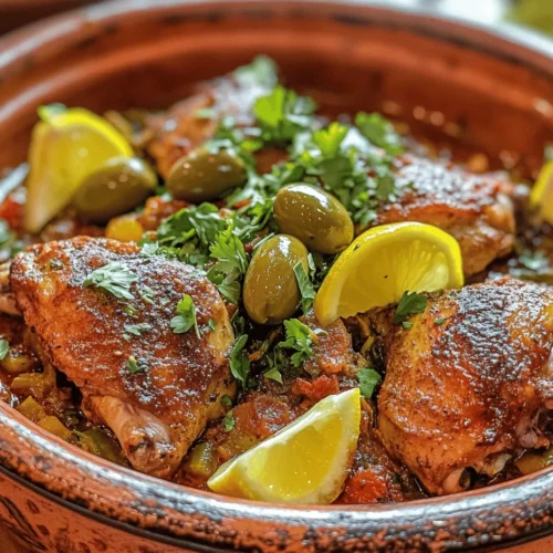 Moroccan Chicken Tagine with Olives and Lemons is not just a meal; it’s an invitation to experience the rich tapestry of Moroccan culture and culinary artistry. This iconic dish beautifully encapsulates the essence of Moroccan cooking, where vibrant flavors and aromatic spices come together in a comforting and satisfying way. With tender chicken, briny olives, and zesty lemons, each bite transports you to the bustling markets of Marrakech and the sun-soaked landscapes of the Moroccan countryside.