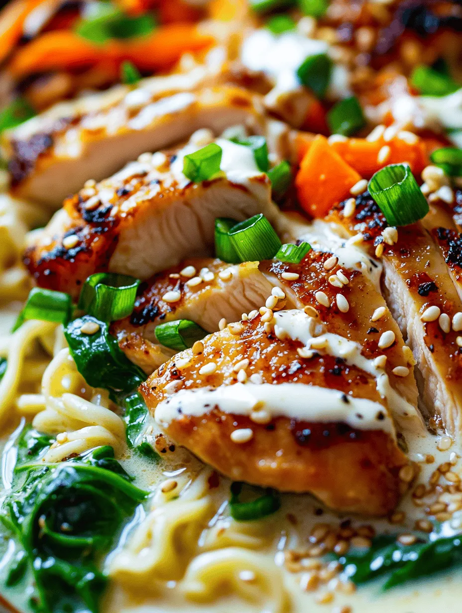 Ramen, a beloved staple of Japanese cuisine, has transcended its humble origins to become a global phenomenon, inviting home chefs to explore its rich, comforting depths. Among the myriad of ramen variations, Fiery Chicken Ramen with Creamy Garlic Sauce stands out as a vibrant, spicy delight that tantalizes not only the taste buds but also the senses. This dish combines the warmth of a hearty broth with the satisfying chew of noodles, all elevated by a creamy garlic sauce that adds a luscious twist to the traditional ramen experience.