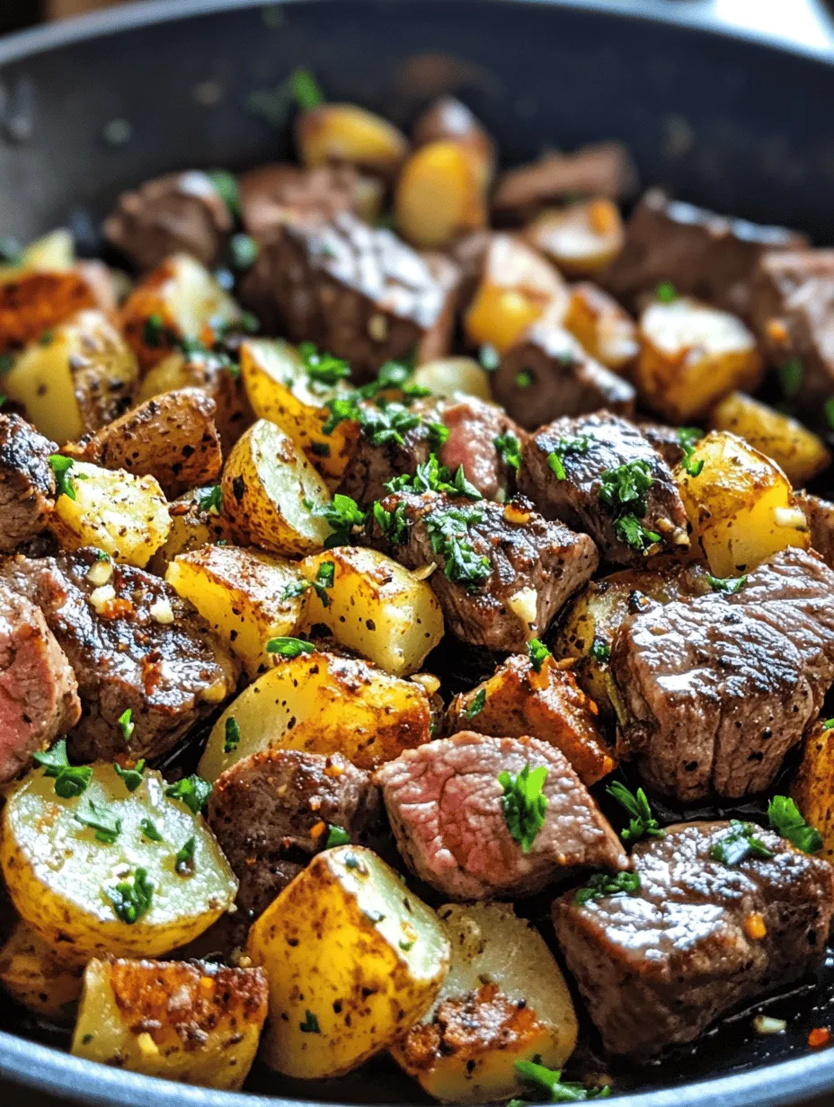 When it comes to quick and satisfying meals, few dishes can compete with the Sizzling Garlic Butter Steak and Potatoes Skillet. This recipe is not only a feast for the eyes but also a culinary delight that combines the rich flavors of garlic butter with hearty steak and comforting potatoes. Perfect for busy weeknights or casual family gatherings, this one-pan wonder can be on your table in under 30 minutes, making it an ideal choice for home cooks who crave deliciousness without spending hours in the kitchen.