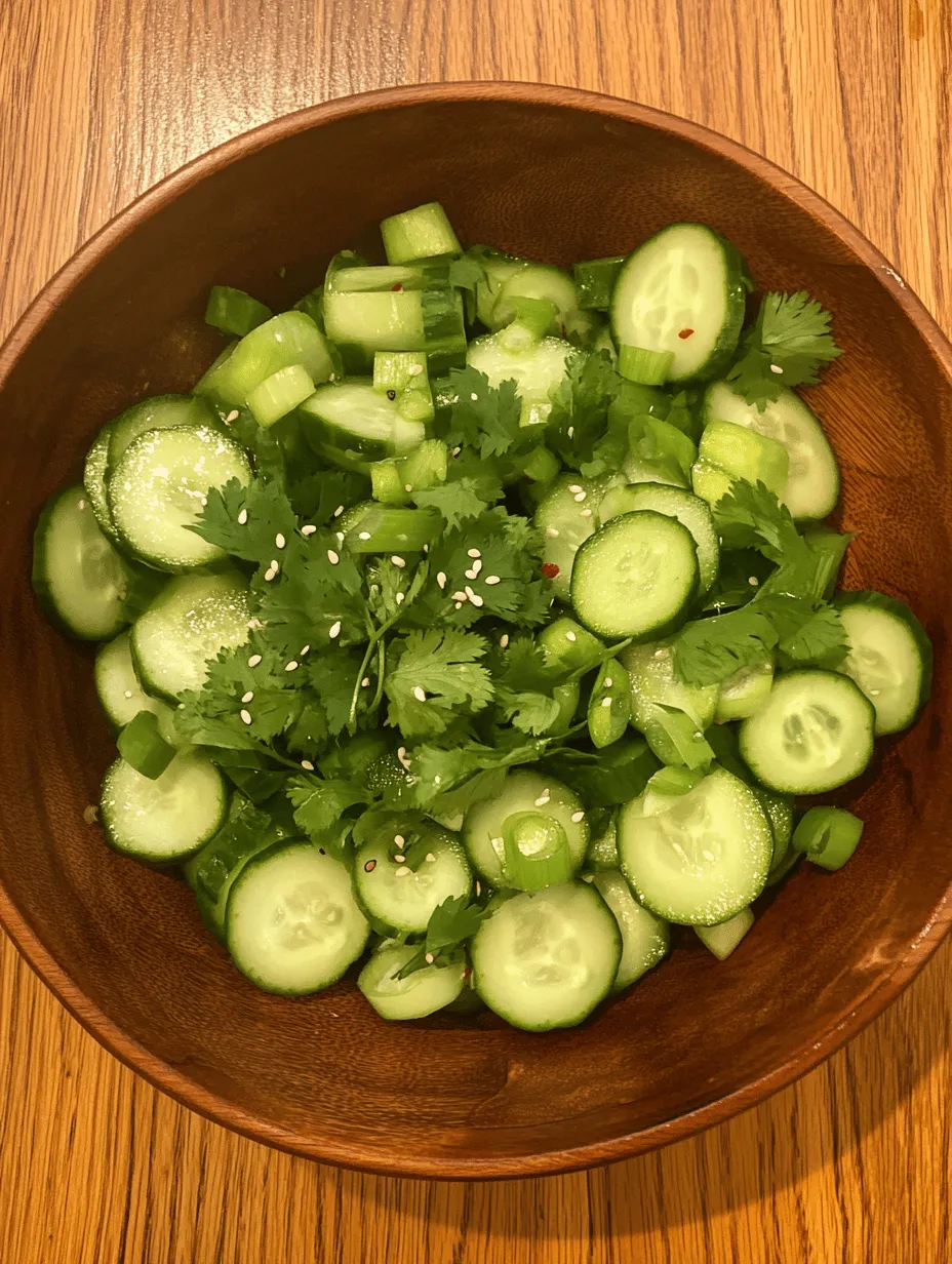 Asian cuisine has gained immense popularity worldwide, celebrated for its vibrant flavors, fresh ingredients, and healthful qualities. One dish that exemplifies these traits is the Crunchy Bliss: Easy Asian Cucumber Salad. This salad is a delightful combination of textures and tastes, featuring the refreshing crunch of cucumbers, the tanginess of rice vinegar, and a hint of umami from soy sauce. It’s a perfect accompaniment to any meal, a light starter, or even a stand-alone dish that shines on its own.