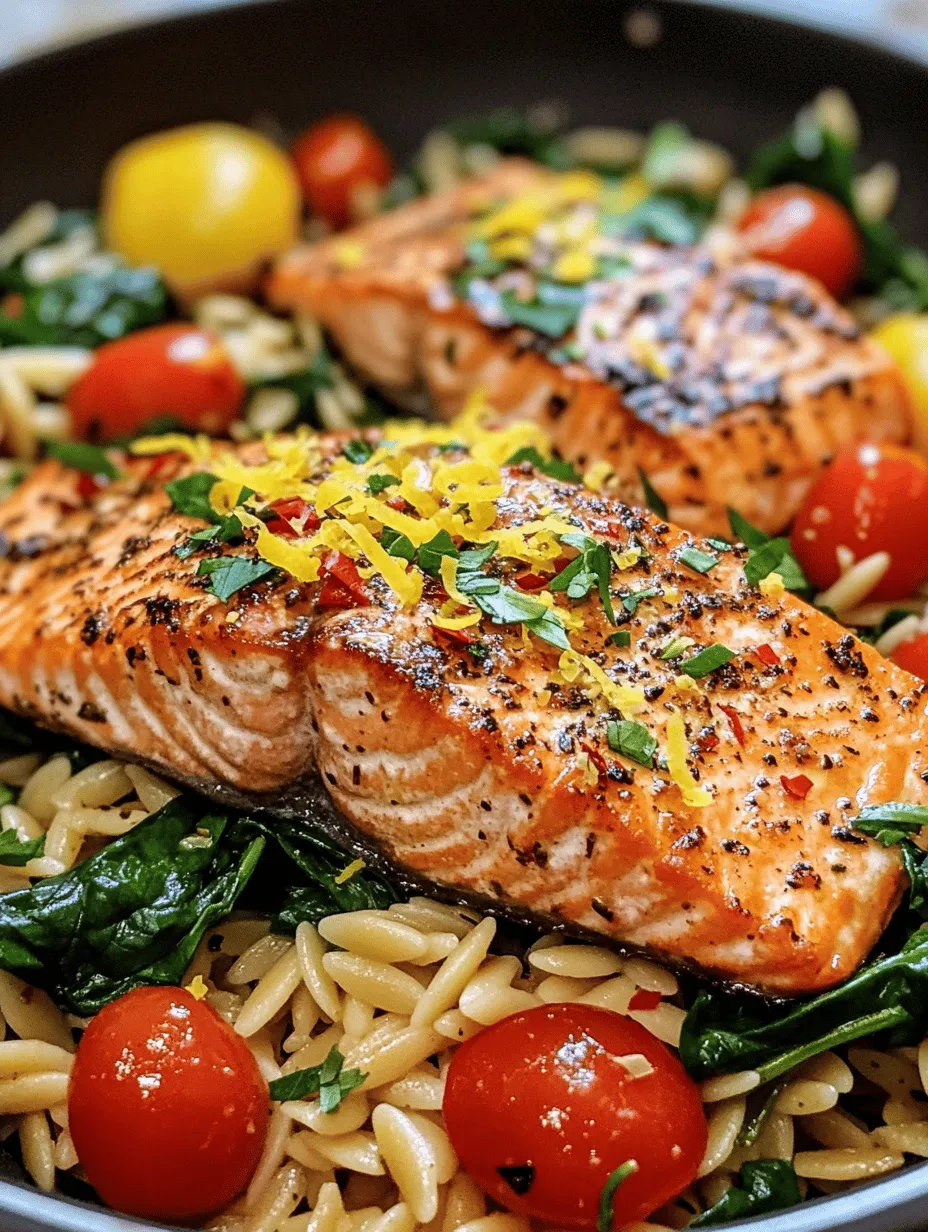 Welcome to a culinary adventure that harmonizes flavor, nutrition, and convenience—introducing the Zesty One Skillet Salmon with Lemon Orzo. This dish epitomizes the essence of modern cooking: quick, easy, and packed with vibrant flavors. In our fast-paced lives, finding meals that are not only satisfying but also healthy can be a challenge. That's where this recipe shines, offering a delightful combination of succulent salmon, zesty lemon, and creamy orzo, all prepared in a single skillet for effortless cleanup.
