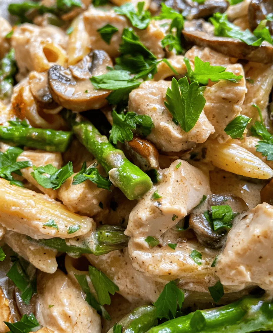 If you're searching for a delightful dish that perfectly marries comfort and sophistication, look no further than Creamy Mushroom and Asparagus Chicken Penne. This recipe brings together tender pieces of chicken, fresh asparagus, and earthy mushrooms, all enveloped in a luscious, creamy sauce that clings beautifully to al dente penne pasta. The harmony of flavors and textures makes this dish a standout choice for not only casual weeknight dinners but also for special occasions when you want to impress your guests with minimal effort.