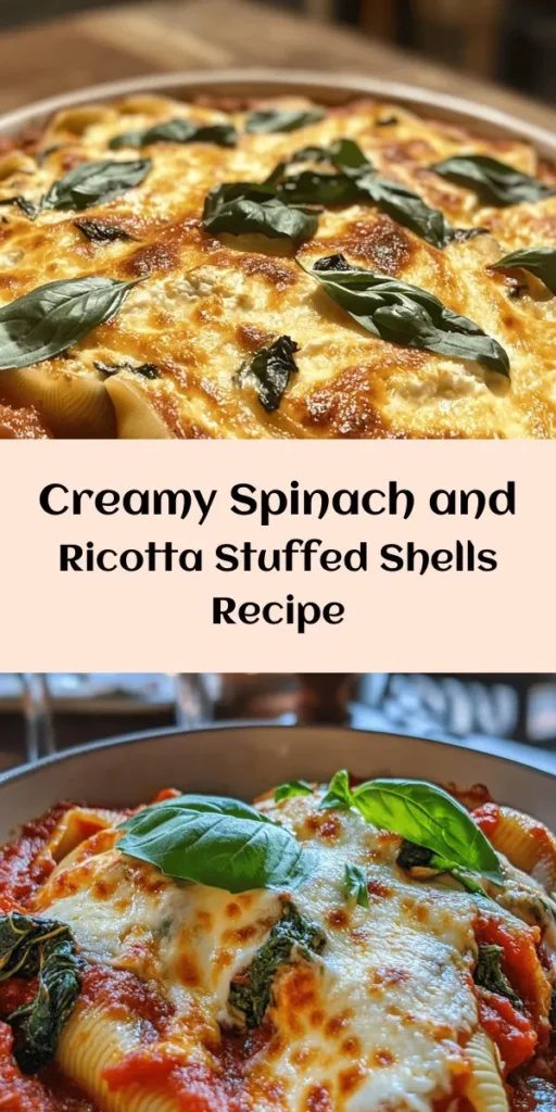 Indulge in the comfort of Easy Spinach and Ricotta Stuffed Shells, a delicious pasta dish that's both nutritious and easy to prepare. Perfect for busy weeknights, this recipe features creamy ricotta, fresh spinach, and flavorful marinara sauce, making it a delightful vegetarian option. Gather your ingredients and create a meal that your family will love! #PastaLove #VegetarianRecipes #ComfortFood #HealthyEating #EasyRecipes #StuffedShells #HomeCooking