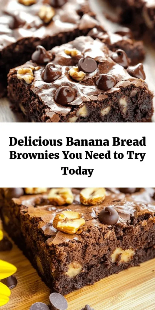 Indulge in the delicious fusion of Banana Bread and brownies with this easy recipe for Banana Bread Brownies! Combining the comforting flavors of ripe bananas and rich chocolate, these brownies are perfect for any occasion. Enjoy their moist texture and satisfying taste, whether for a snack, dessert, or potluck treat. Bake a batch today and experience a sweet sensation that everyone will love! #BananaBreadBrownies #Baking #Dessert #ChocolateLovers #HomemadeTreats #SweetTooth