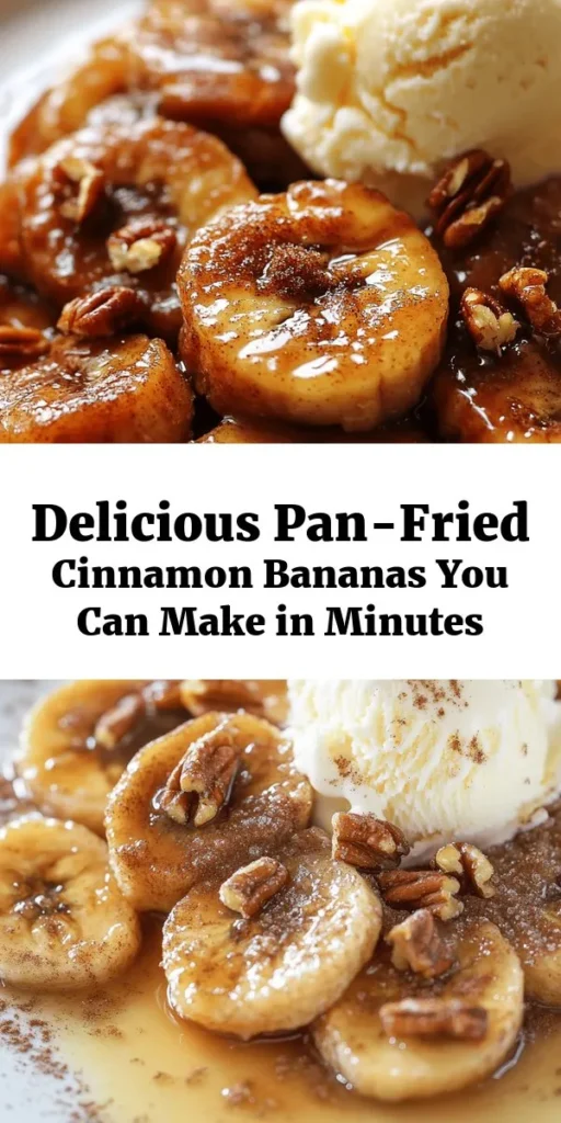 Indulge in the deliciousness of sweet pan-fried cinnamon bananas! This quick and easy dessert features caramelized ripe bananas, warm cinnamon, and a rich buttery glaze that evokes nostalgia and comfort. Perfect for elevating any meal or satisfying your sweet tooth, these bananas are ready in minutes. Enjoy them on their own, over pancakes, or paired with ice cream for an extra treat! #CinnamonBananas #DessertRecipe #QuickTreat #ComfortFood #Foodie #SweetTooth