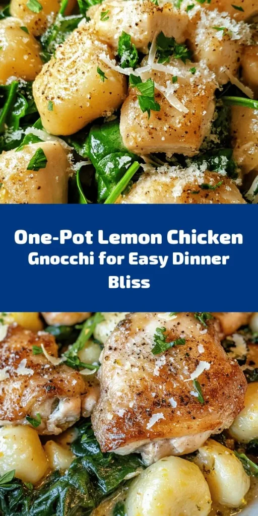 Discover the simplicity and deliciousness of the One-Pot Lemon Chicken Gnocchi Delight! This dish combines tender chicken, soft gnocchi, and fresh spinach in a zesty lemon sauce, making it perfect for busy weeknights or special occasions. With easy preparation and minimal cleanup, it's a culinary gem that impresses everyone around the table. Try customizing it with your favorite veggies! #OnePotMeal #LemonChicken #Gnocchi #ComfortFood #QuickDinner #YummyRecipes