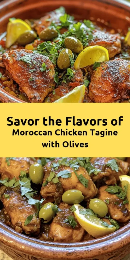 Discover the rich flavors of Moroccan cuisine with this Moroccan Chicken Tagine featuring olives and lemons. This iconic dish combines tender chicken, aromatic spices, and a medley of ingredients cooked to perfection in a traditional tagine pot. Perfect for family gatherings or cozy dinners, it offers a delightful culinary experience that transports you straight to Morocco. Enjoy the warmth of this comforting meal. #MoroccanCuisine #ChickenTagine #FoodieAdventures #ComfortFood #HealthyEating #CookingAtHome #CulinaryJourney #Spices #HomeCooking