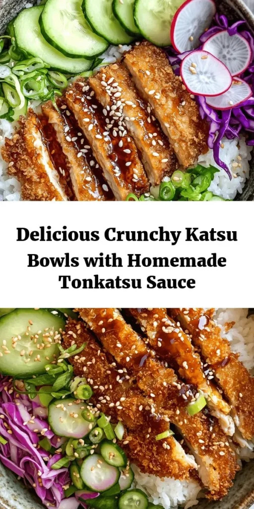 Dive into the delicious world of Japanese cuisine with our Crunchy Katsu Bowls topped with tangy Tonkatsu sauce! Perfect for a hearty meal, these bowls feature crispy Katsu over fluffy rice, complemented by fresh veggies. Easy to make and packed with flavor, this recipe guides you through the preparation of both Katsu and the signature sauce. Explore the rich traditions behind this beloved dish and elevate your dinner game! #Katsu #JapaneseCuisine #Foodie #Tonkatsu #RecipeIdeas #HealthyEating #CookingAtHome