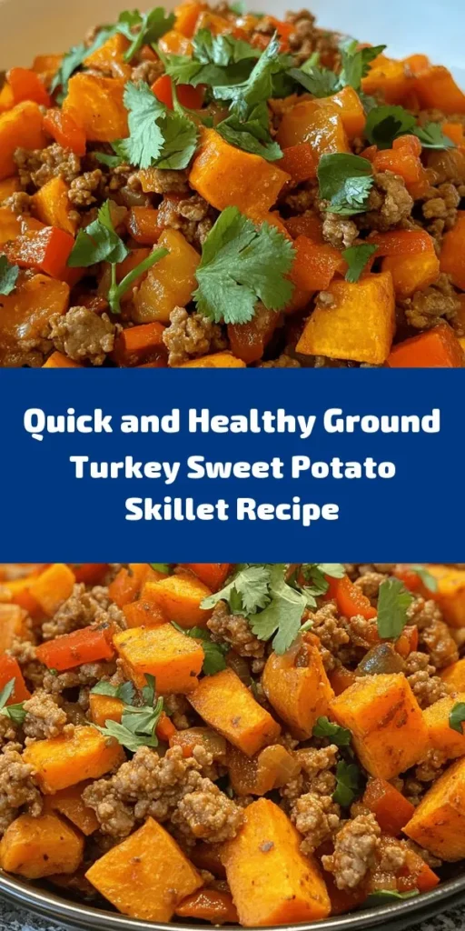 Whip up a quick and nutritious dinner with this Savory Ground Turkey Sweet Potato Skillet! Packed with lean protein, vibrant sweet potatoes, and colorful veggies, this dish balances flavor and health. With easy preparation and endless flavor combinations, it's perfect for busy nights or meal prepping. Enjoy a wholesome meal that satisfies and nourishes! Try it today! #HealthyEating #QuickDinner #GroundTurkey #SweetPotato #MealPrep #NutritiousRecipes