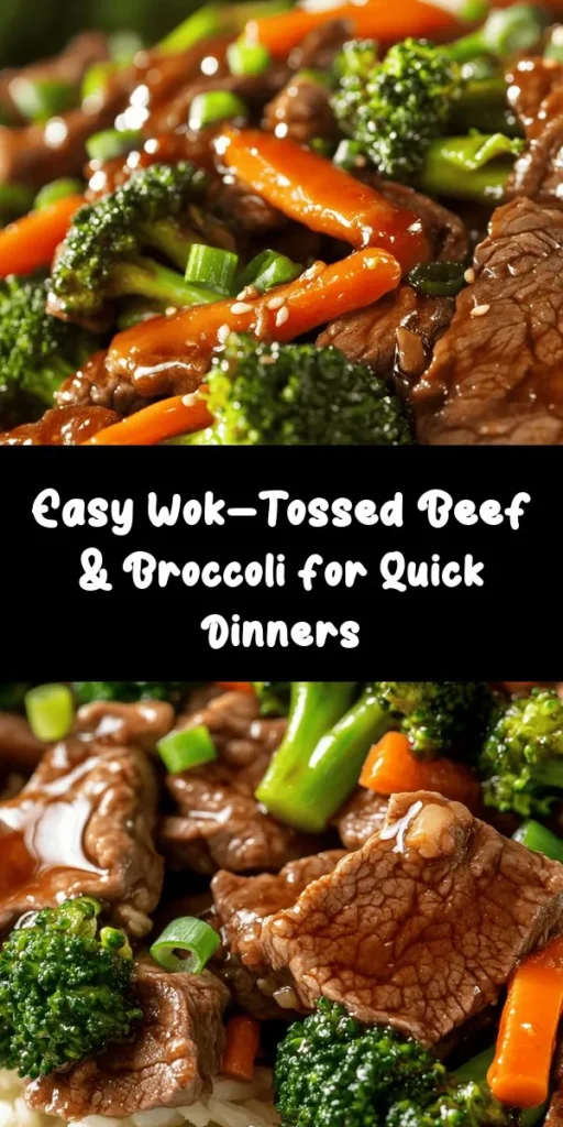 Discover the deliciousness of Wok-Tossed Beef & Broccoli Delight, a vibrant stir-fry that merges tender beef, crisp broccoli, and colorful carrots in a savory sauce. Perfect for busy weeknights, this nutritious dish showcases classic Asian cooking techniques, ensuring a quick, flavorful meal packed with essential vitamins and minerals. Elevate your dinner game and enjoy a healthy, satisfying feast tonight! #WokCooking #BeefAndBroccoli #HealthyDinner #AsianCuisine #StirFryRecipes #QuickMeals