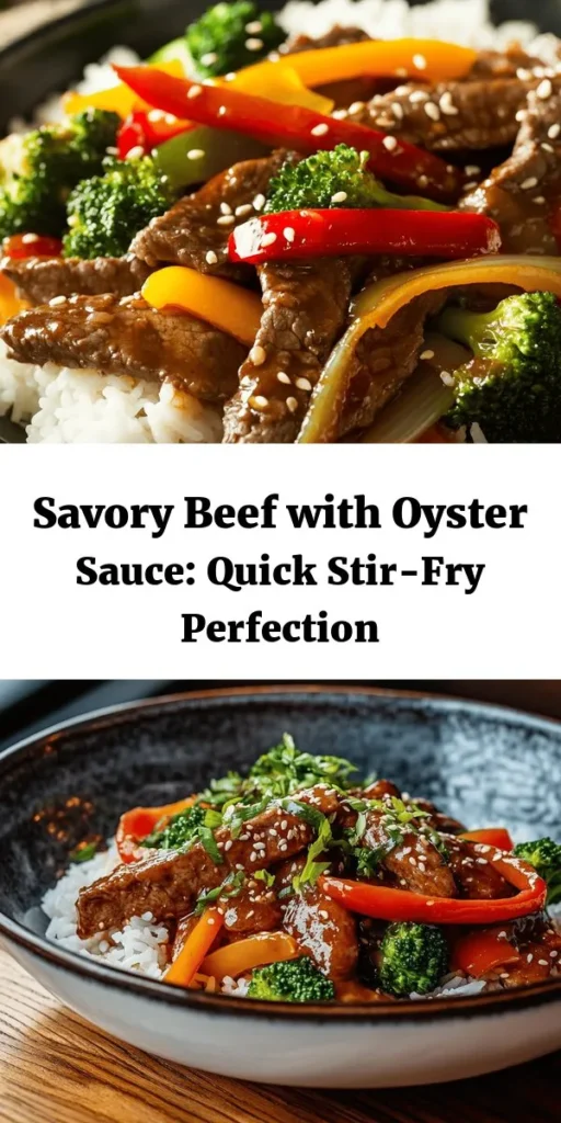 Discover the delicious world of Savory Beef with Oyster Sauce, a quick and flavorful stir-fry that's perfect for busy weeknights! Tender flank steak meets vibrant veggies, all bathed in the rich umami of oyster sauce. With a cooking time of under 30 minutes, this dish is not just a meal but a feast for the senses! Elevate your stir-frying game and impress your loved ones with this delightful recipe. #StirFry #BeefRecipes #QuickMeals #OysterSauce #SavoryBeef #HomeCooking #HealthyEating #EasyDinner #FlavorfulCooking